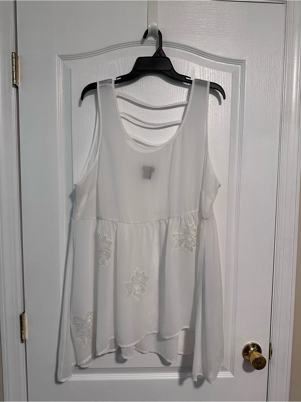🤍 Torrid 3X White Floral Chiffon Babydoll Tank Top NWT 💐